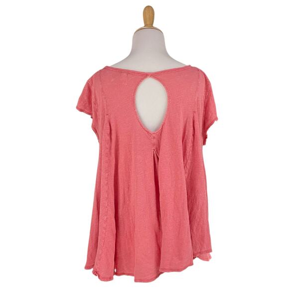 WE THE FREE Sylvia Oversized Worn-In Linen Swing Tee w/ Bleach Spots Size XS - Picture 2 of 8